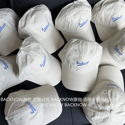 米白色水洗帽子大头围BACKNOW