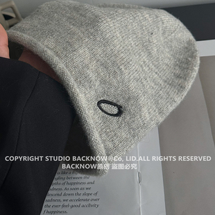 含羊毛冷帽BACKNOW自制堆堆帽女冬季新款显脸小街头男防寒ins保暖