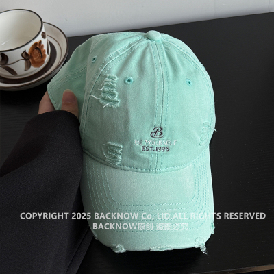 BACKNOW2025年新款棒球帽破洞帽