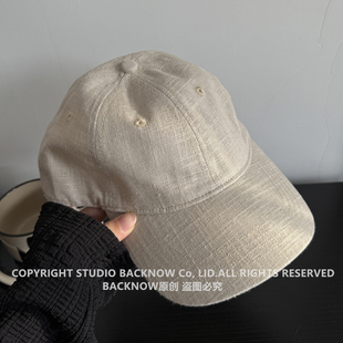 宽檐鸭舌帽日系复古百搭帽子老钱风格 棉麻棒球帽大头围时尚 男女款