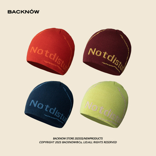 BACKNOW原创韩版字母针织帽女秋冬保暖毛线帽滑雪冷帽包头帽潮流