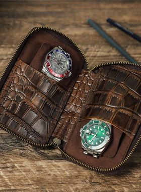 Genuine Leather 2 Slot Watch Box Luxury Pouch case cover