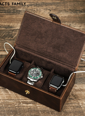 3Slot Genuine Leather Watch Storage Organizer Box case cover