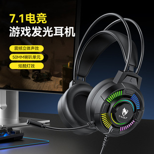 Wired RGB gaming Headphone Computer Earphones Microphone耳机