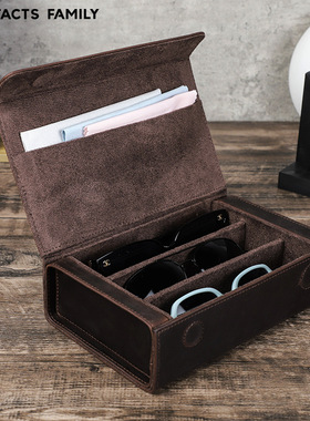 Leather Handmade Slot Sunglass Box Travel Glasses Case收纳盒