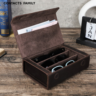 Leather Handmade Slot Sunglass Box Travel Glasses Case收纳盒