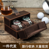 open box leather Double dual watch case cover磁扣真皮手表盒