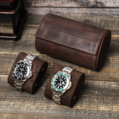 2 Slots Watch Roll Travel leather Case Box storage手表盒