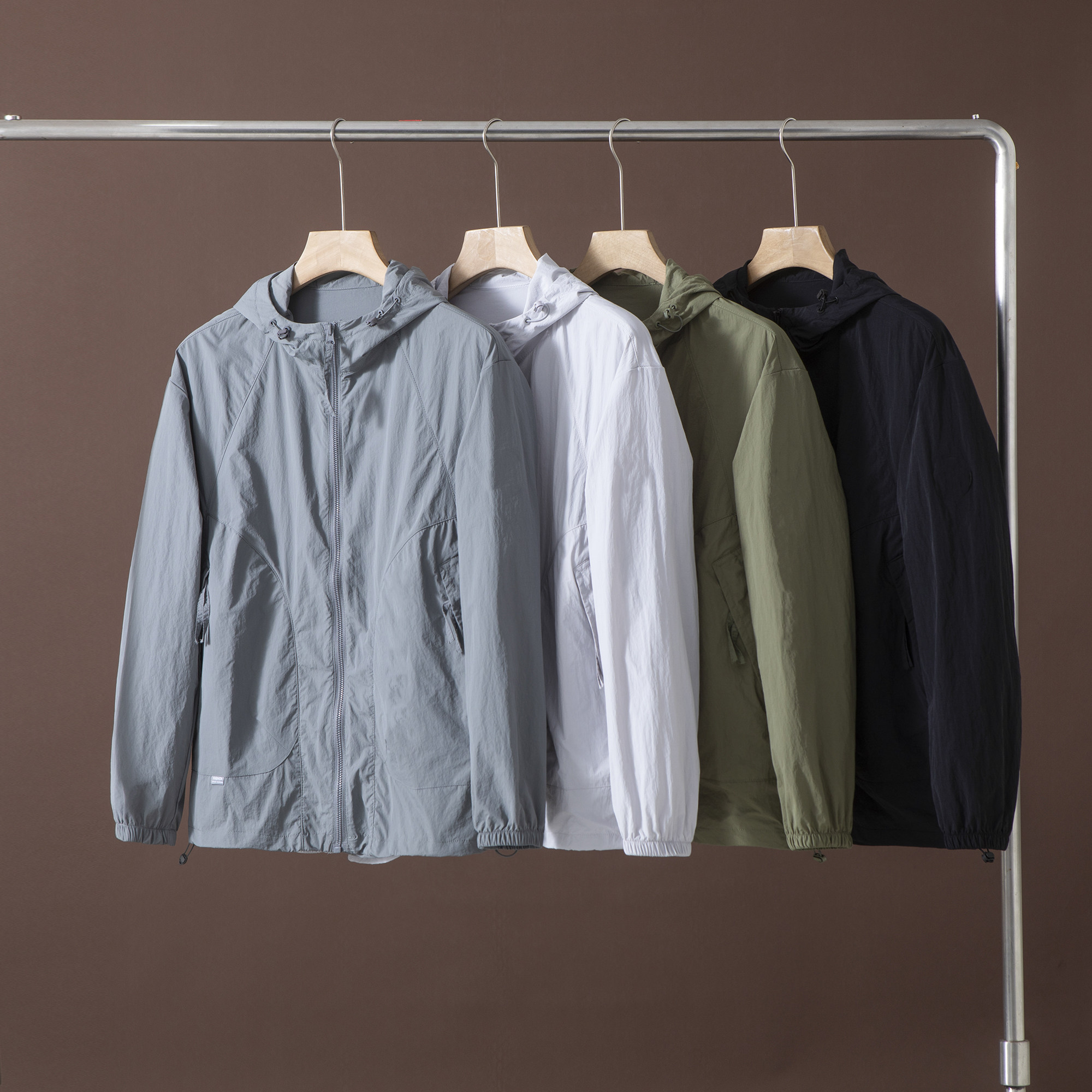 夏季宽松防晒衣男士连帽速干透气轻薄夹克户外运动长袖外套皮肤衣