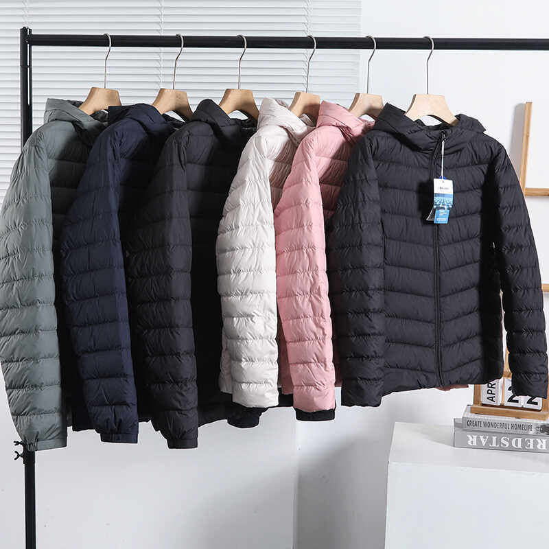 情侣款轻薄款羽绒服连帽款白鸭绒保暖户外运动轻便型修身上衣外套