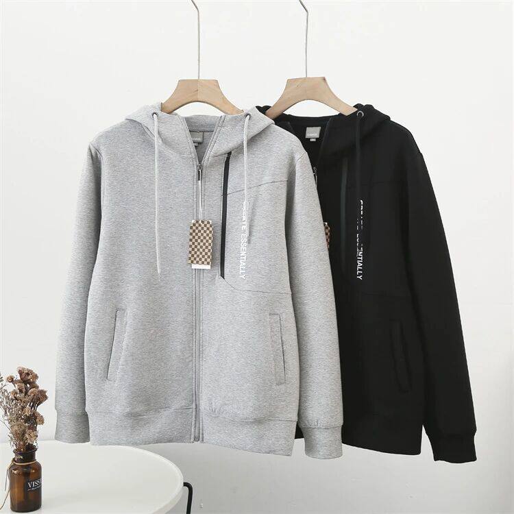 春季新款男士连帽拉链开衫卫衣休闲时尚百搭运动风空气层夹克外套