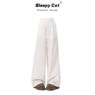 Sleepy cat瞌睡猫  冰丝阔腿裤女夏季天薄款休闲直筒长裤裙裤子潮