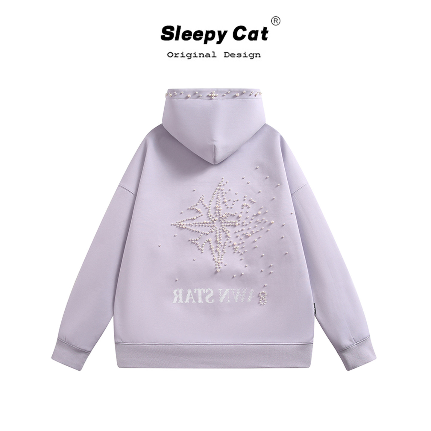 TFOUR 美式高街钉珠连帽卫衣女2025新款宽松oversize设计感外套潮