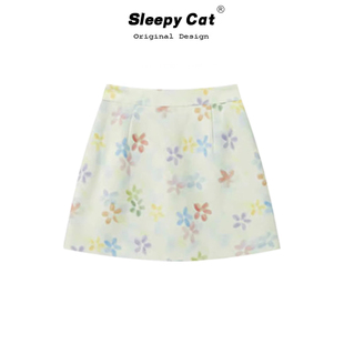 羊城故事 彩色晕染印花半身裙女2025春夏新款氛围感高腰包臀短裙