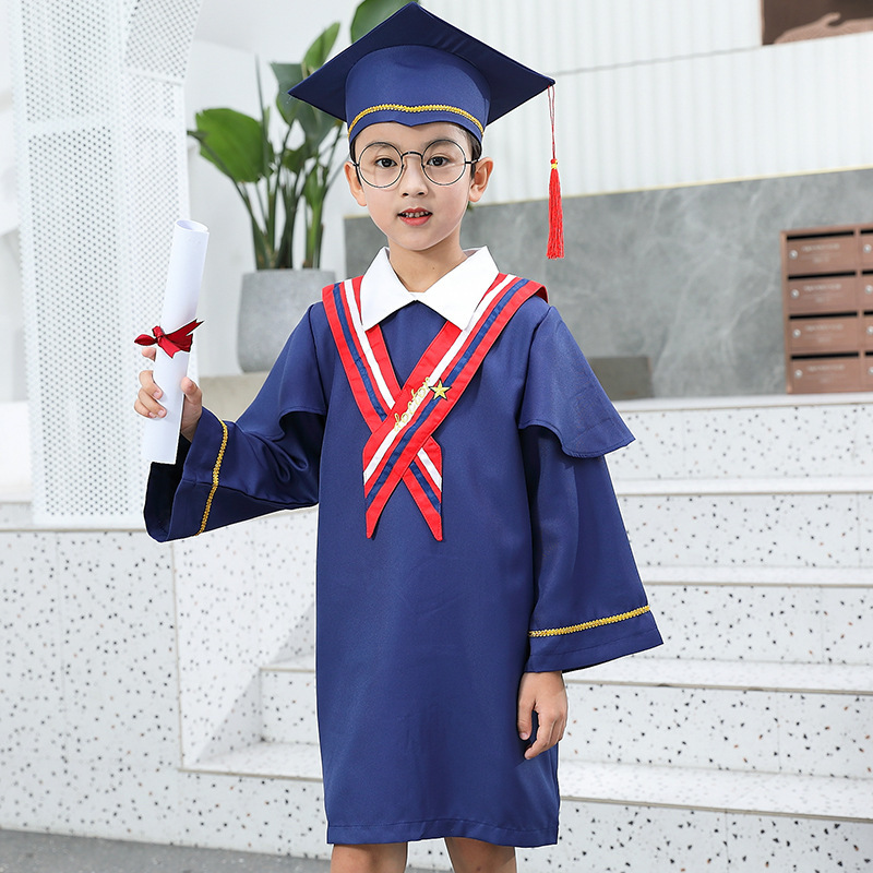 儿童博士服毕业照服装中小学生毕业礼袍小博士演出服幼儿园学士服