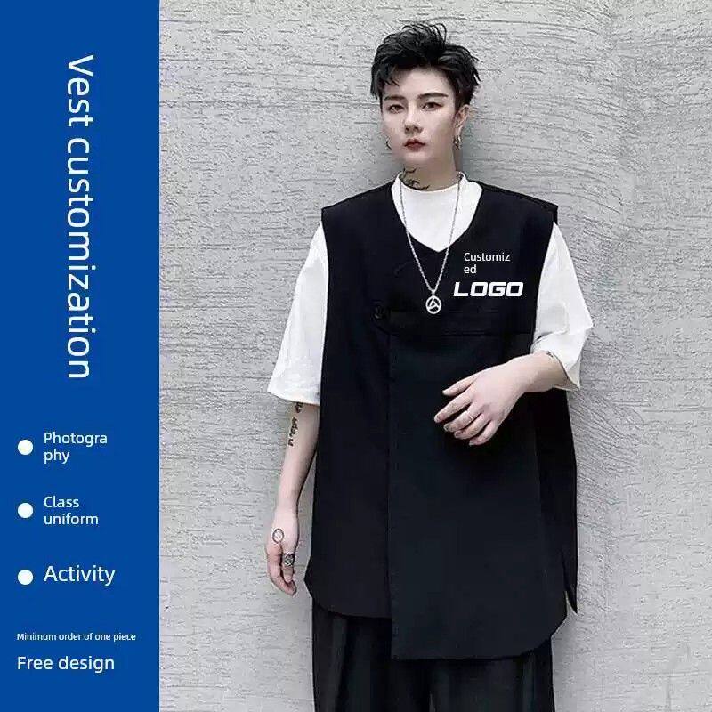 西装背心定制工作服婚礼摄影师理髲店工作服媒体工作服印刷标志美