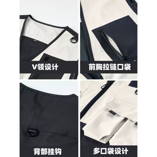 桌球俱乐部马甲印logo台球比赛助教潮流工装多口袋工作服背心
