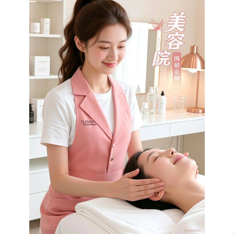 高级感防水西服领围裙工作服印logo上班专用美容院美容师围腰