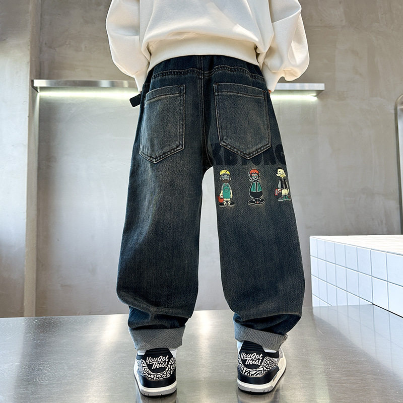 男童秋装牛仔裤2025新款儿童秋季裤子潮帅气时髦中大童男孩春秋款