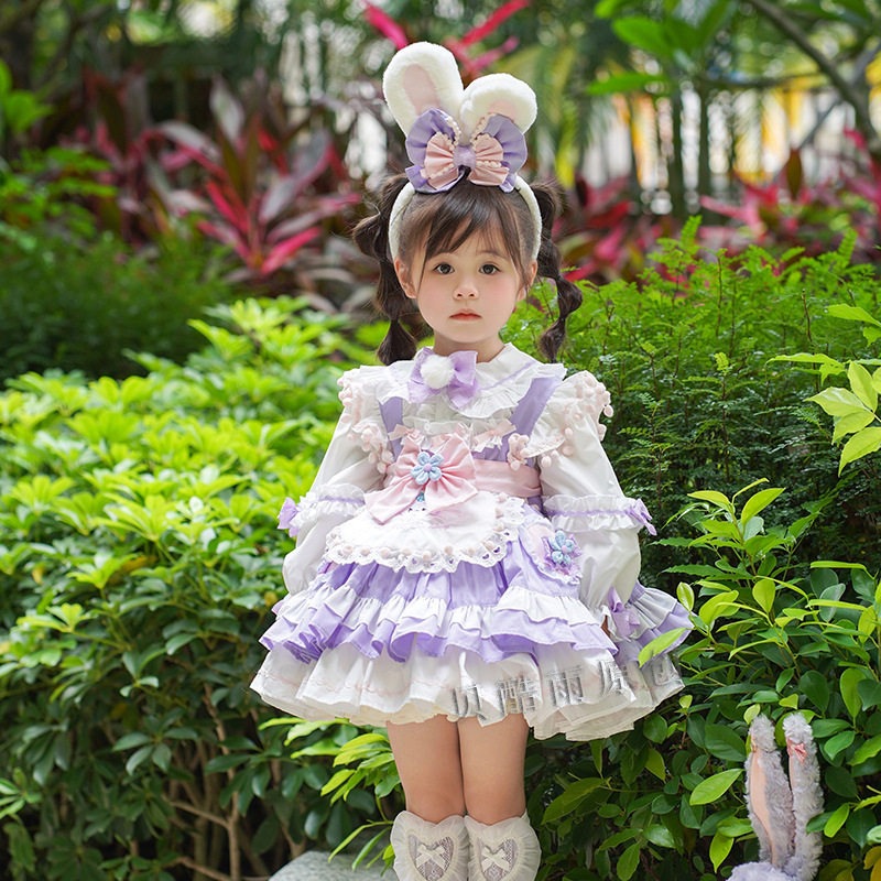 贝酷雨童装女孩连衣裙儿童裙子春蓬蓬裙卡通洛丽塔秋冬款