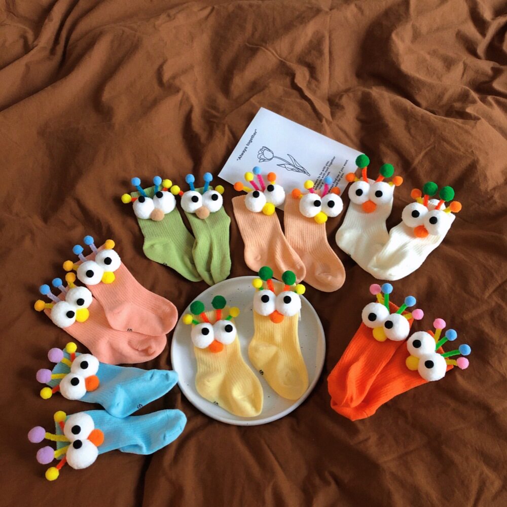 儿童袜子2026秋冬季新款糖果色男女童可爱短袜立体卡通婴幼儿袜子