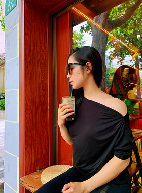 【王媛Kinki同款】瑜伽服九分裤斜肩中长款瑜伽上衣整套健身美背