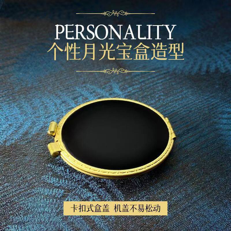 粉饼煤油打火机黄铜外壳砂轮开盖点火圆形送男个性礼品便携式火机