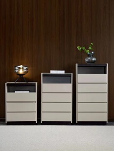 意式现代轻奢沙发边柜卧室组合斗柜60长样板间装饰柜烟熏色高级灰