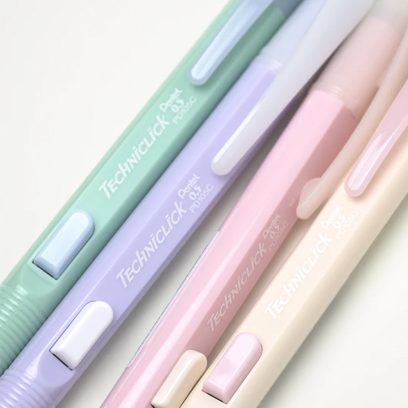 日本Pentel派通甜品限定PD105C奶油撞色侧按式自动铅笔0.5高颜值