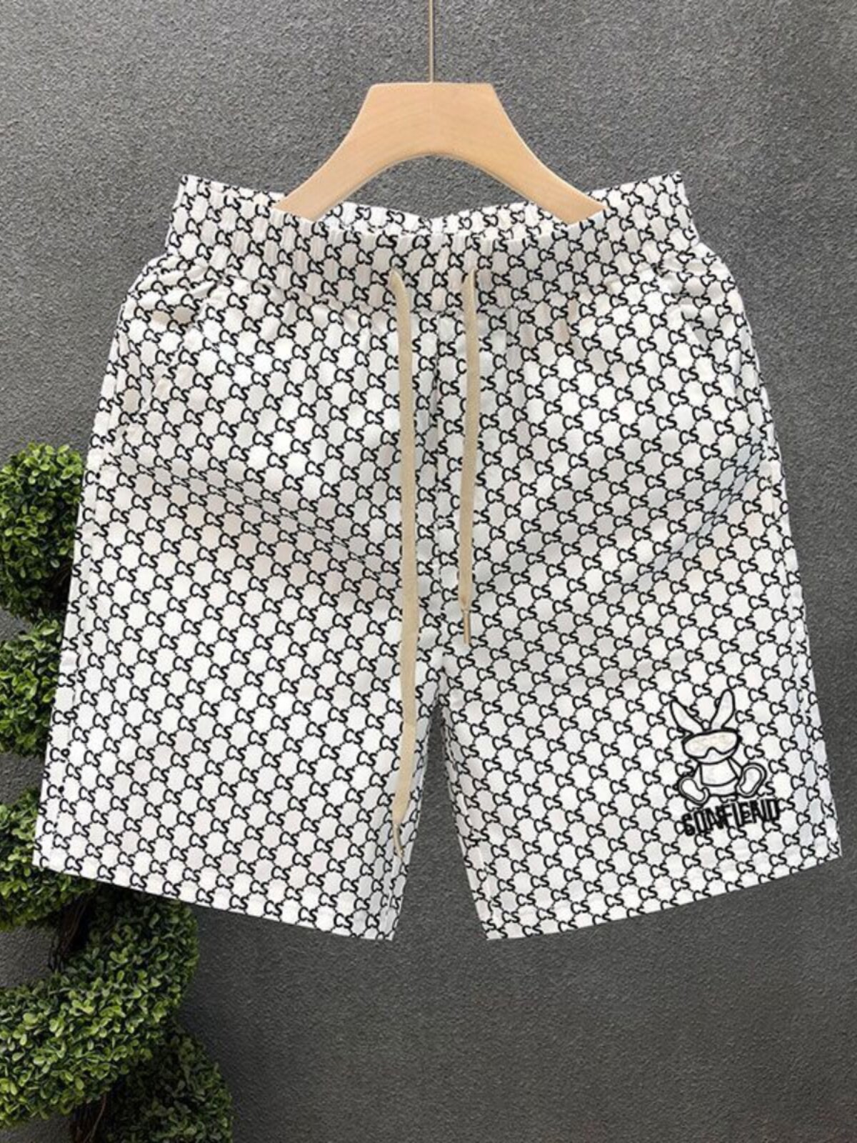 고품질 문자 인쇄 반바지 남성 여름 얇은 5부 바지 2024 새로운 남성 고급 유럽 중간 길이 바지