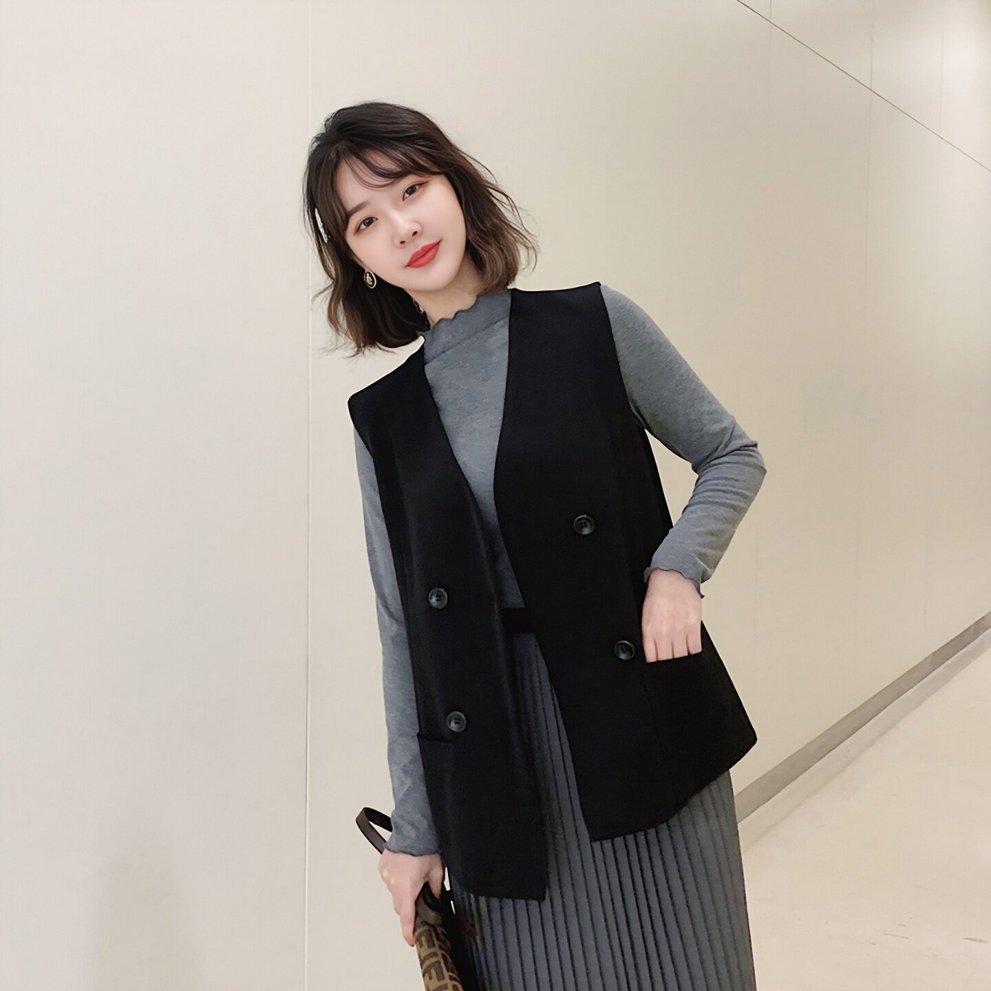 黑色西装马甲背心外套女短款春秋气质休闲小个子V领西服马夹外穿,女装/女士精品,马夹,淘宝优惠券,粉丝福利购,淘宝优惠卷