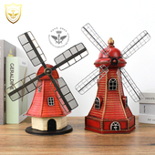纯手工 酒吧咖啡店主题餐厅家居摆件 大风车仿真摆件模型