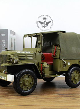 纯手工军绿色 1944年美国道奇吉普车模型1:12 咖啡店餐厅家居摆件