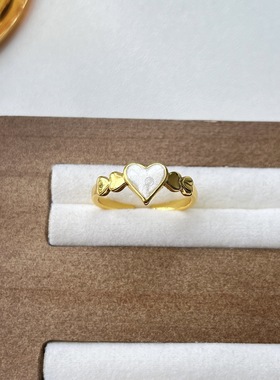 韩国ins冷淡风925纯银同款黑桃爱心戒指女开口百搭食指环小众设计