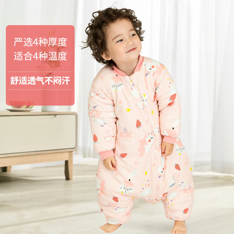 棉布树儿童加厚款睡袋防踢被纯棉婴儿分腿睡袋秋冬款宝宝卡通睡袋