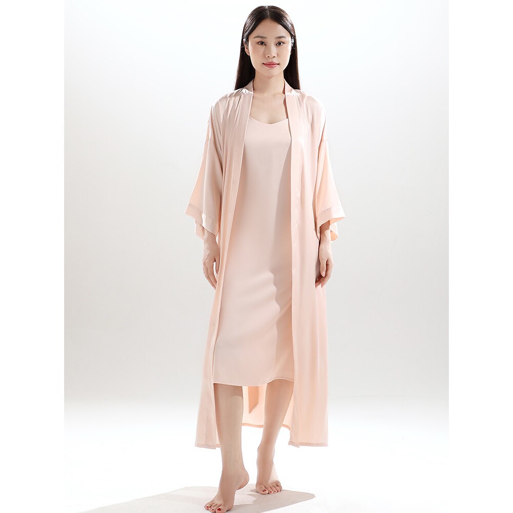 金三塔高级感真丝睡衣女春秋桑蚕丝长款吊带睡裙性感睡袍家居服纯