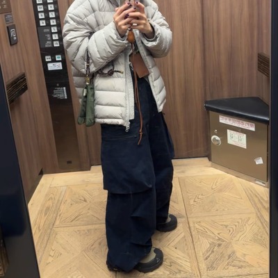 iamstudio 双层保暖加绒冬裤5750防风阔腿工装裤 裤脚可收缩