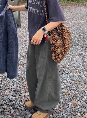 iamstudio 裤王毒家款7728巴恩风水洗做旧山系绿 茧型阔腿休闲裤