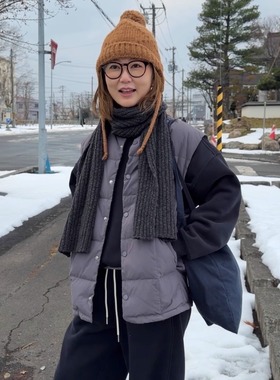 iamstudio 定染灰紫色8408安心绒超保暖宽松款羽绒马甲