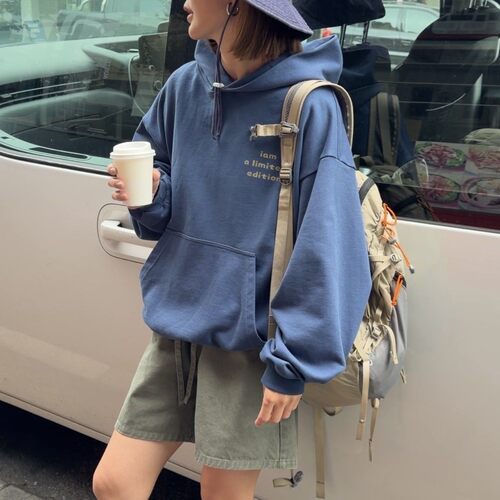 iamstudio 毒家重磅 不输潮牌1470水洗连帽宽松学院风印花卫衣