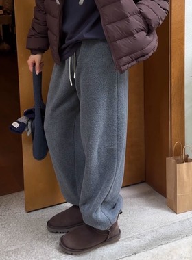 iamstudio 冬季保暖bi备5920百搭超厚实 裤脚可调节摇粒绒运动裤