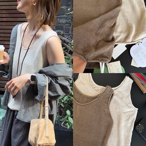 iamstudio 环保面料 1090日本进口和纸纱 春夏清凉透气打底背心