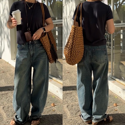 iamstudio 裤王力荐6962四季款无限回购阔腿牛仔裤 梨形身材bi入