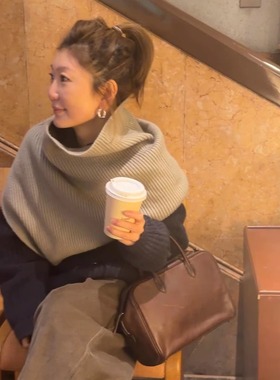 iamstudio 老粉力荐3555实用单品韩系针织坎肩围脖护颈暖背超洋气