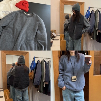 iamstudio 棉马甲好搭子2940秋冬高品质超保暖摇粒绒圆领卫衣