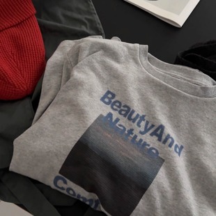 打底T恤 超大弹力圆领磨毛印花长袖 iamstudio 口碑返场2624