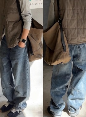 iamstudio秋款3540复古水洗立体剪裁宽松直筒牛仔裤 粉丝按头推荐