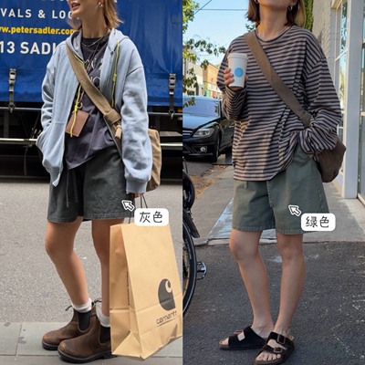 iamstudio 韩国进口面料6670环保酵素洗自然做旧感松紧腰百搭短裤