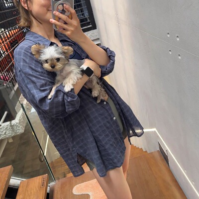 iamstudio 夏季超轻薄长袖棉质格子防晒衬衫