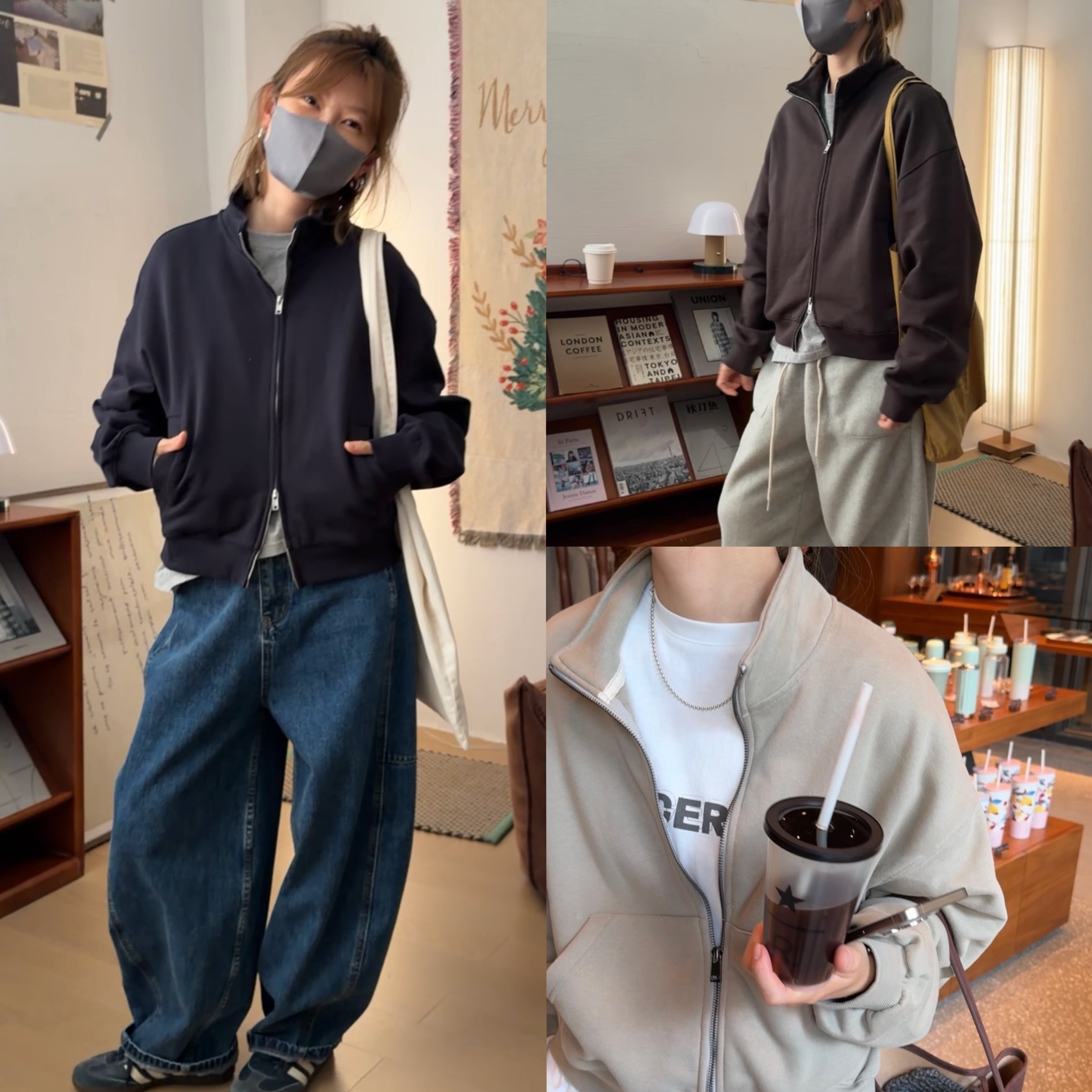 iamstudio 8023老粉口碑款小立领短款双头拉链卫衣 简约气质款